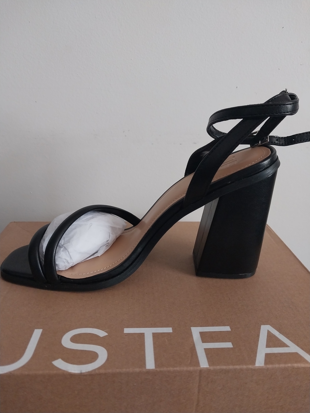 Black Strappy Block Heel Sandals - Women's